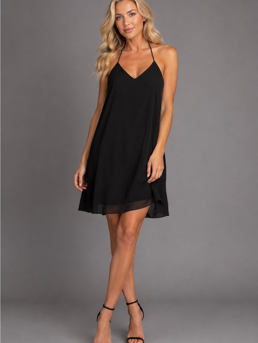 Express Reversible Halter Slip Mini Dress/Black and Charcoal Gray Size XS/NWT